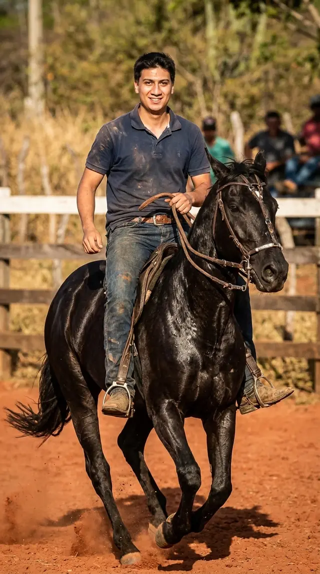 Misma persona a caballo, creada con un prompt de la biblioteca