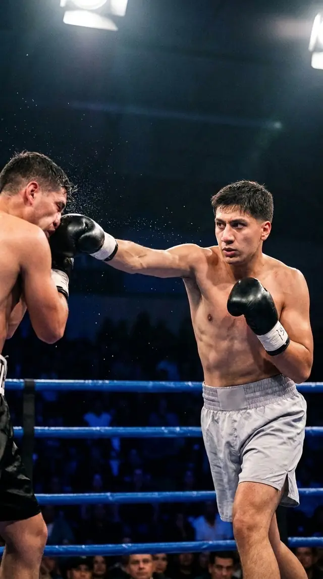 Misma persona en un combate de boxeo, creada con un prompt de la biblioteca